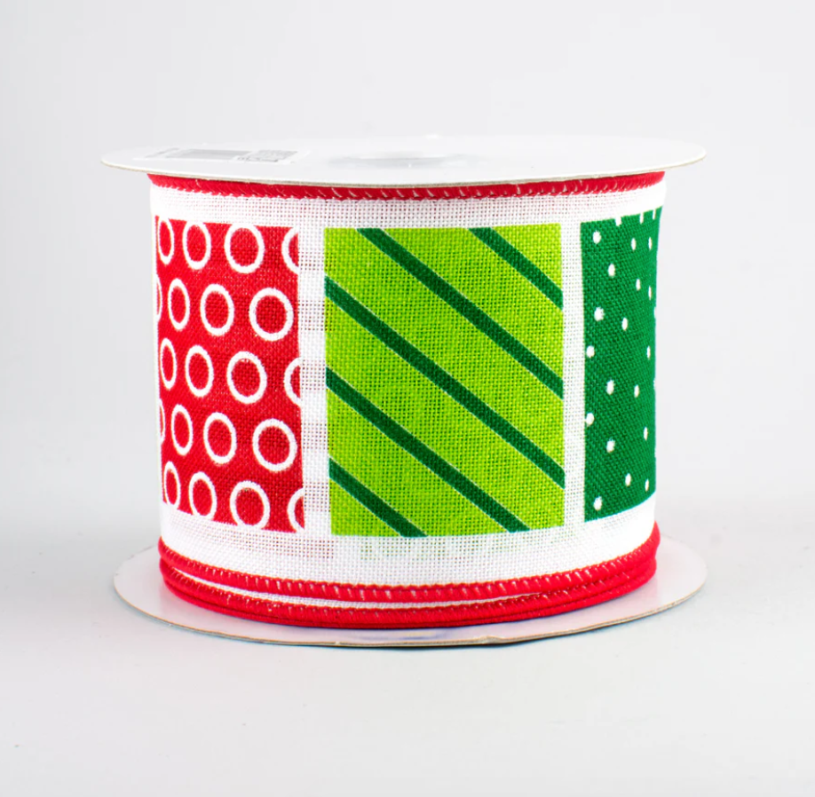 2.5" Wired Patterned Blocks Ribbon (10 Yards) (Warehouse Sale)