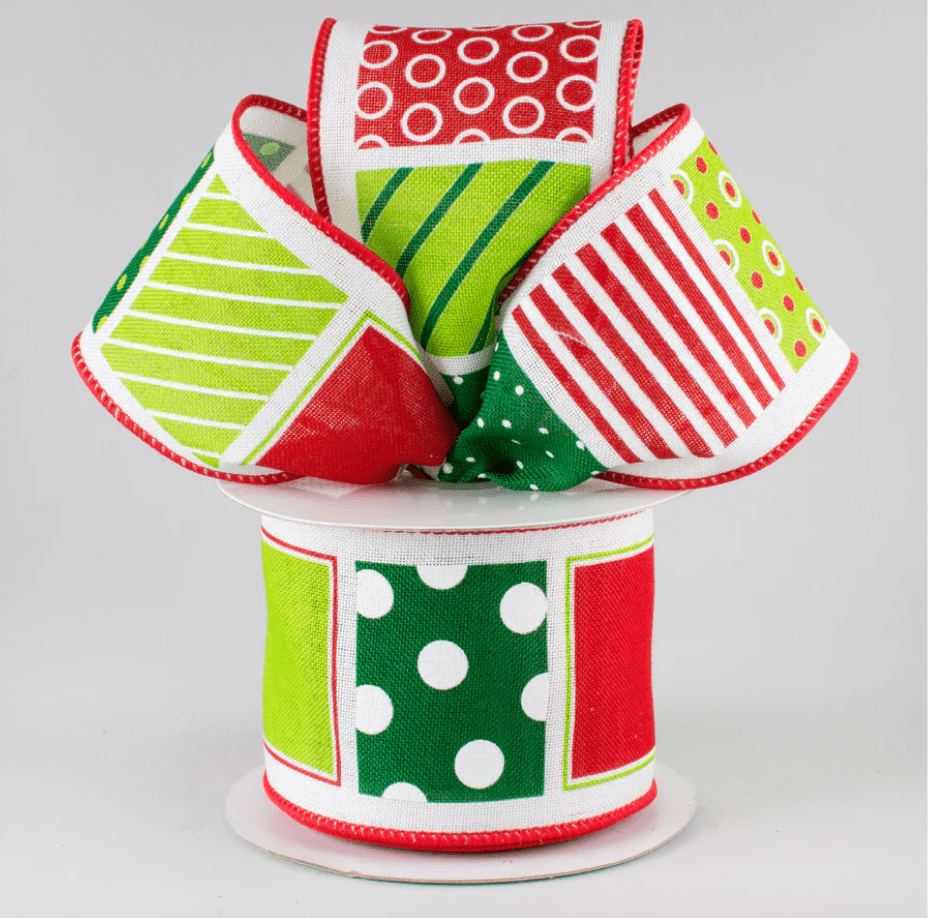 2.5" Wired Patterned Blocks Ribbon (10 Yards) (Warehouse Sale)