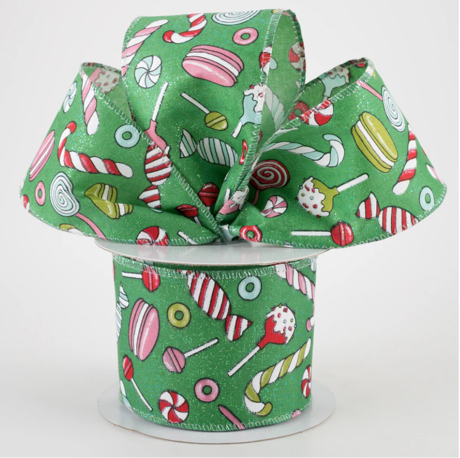 2.5" Wired Christmas Treats Ribbon (10 Yards) (Warehouse Sale)
