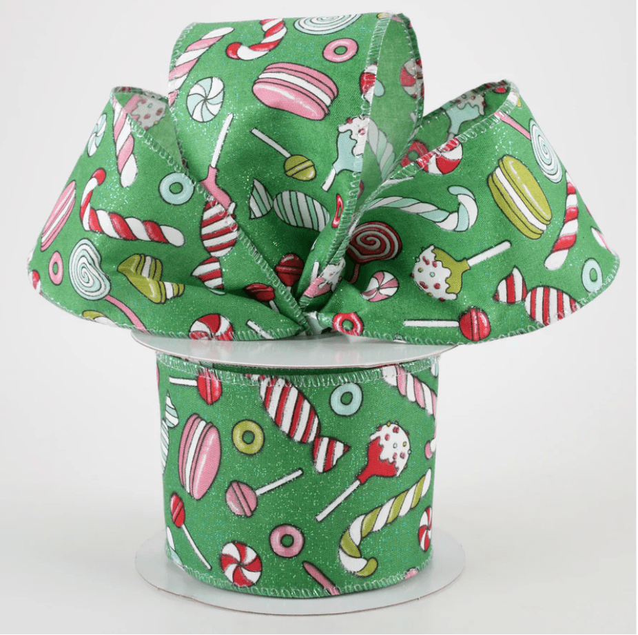 2.5" Wired Christmas Treats Ribbon (10 Yards) (Warehouse Sale)