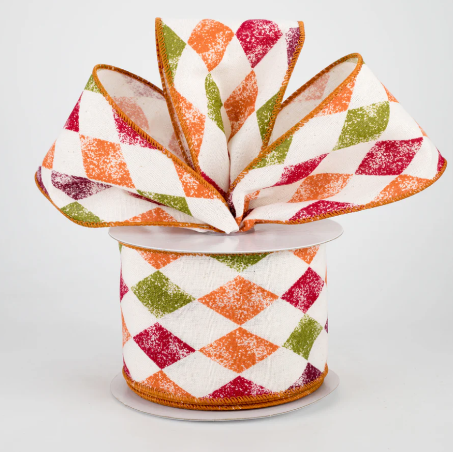 2.5" Wired Fall Harlequin Ribbon (10 Yards) (Warehouse Sale)