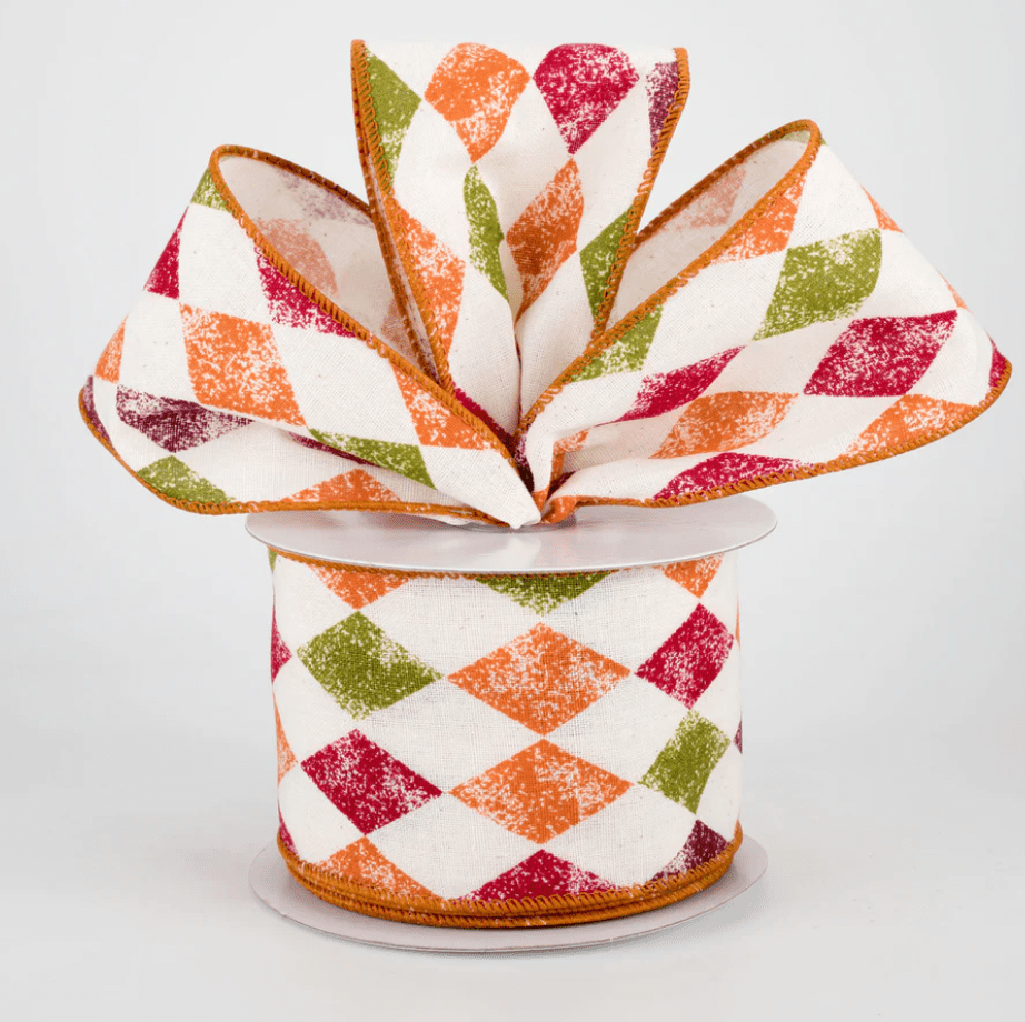 2.5" Wired Fall Harlequin Ribbon (10 Yards) (Warehouse Sale)