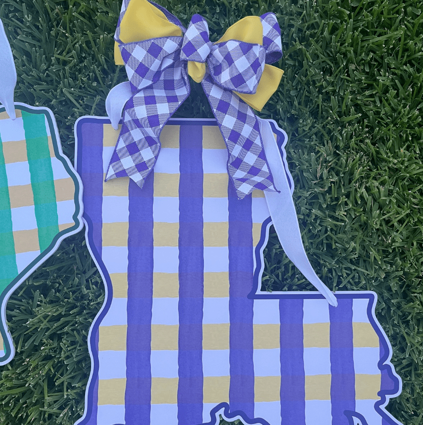 Plaid Louisiana (Purple & Gold)- Door Hanger