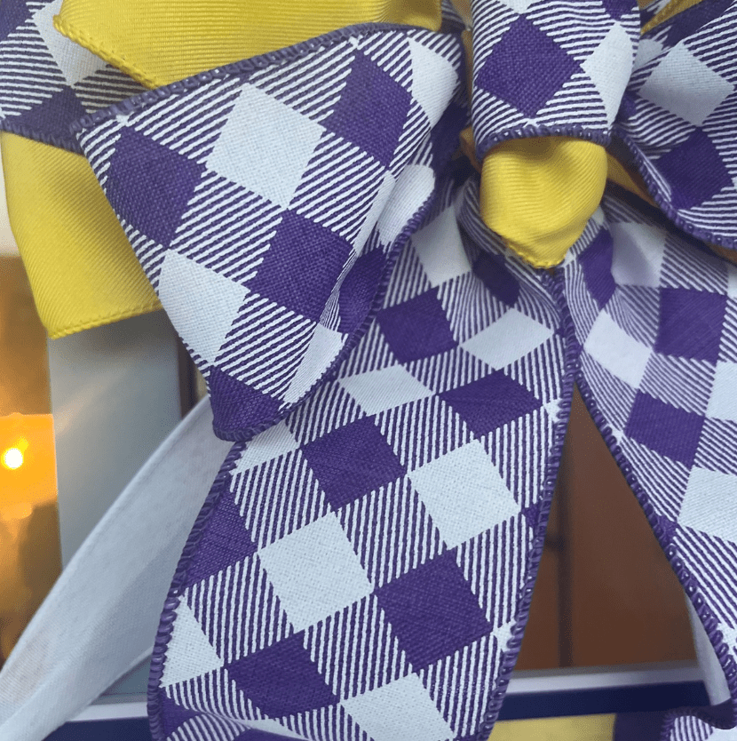 Plaid Louisiana (Purple & Gold)- Door Hanger