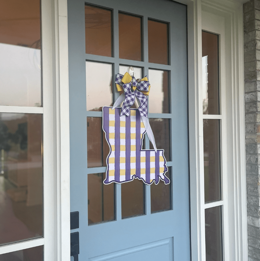 Plaid Louisiana (Purple & Gold)- Door Hanger