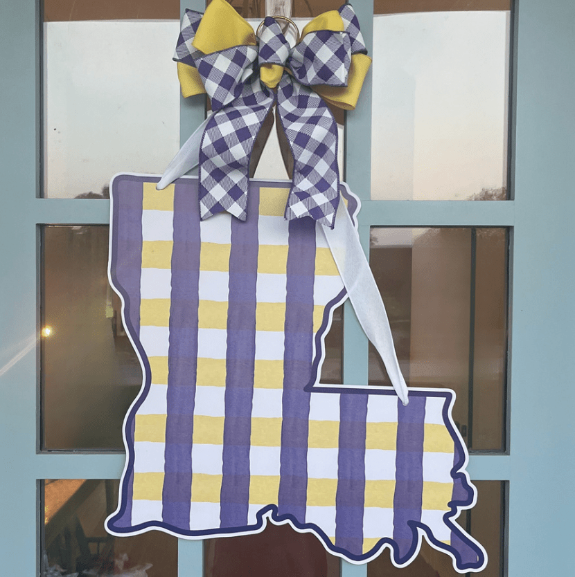 Plaid Louisiana (Purple & Gold)- Door Hanger