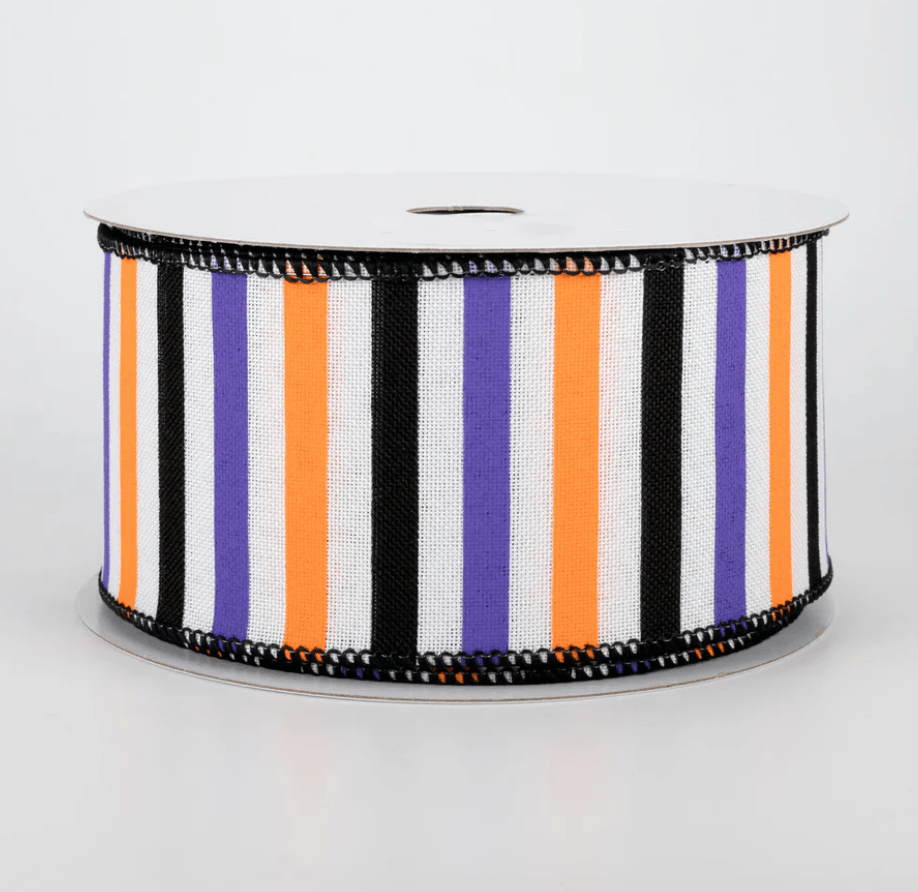 2.5" Wired Halloween Striped Ribbon (10 Yards) (Warehouse Sale)