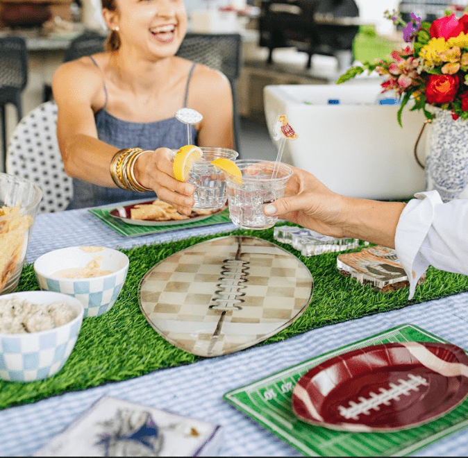 Floral Football Acrylic Party Platter