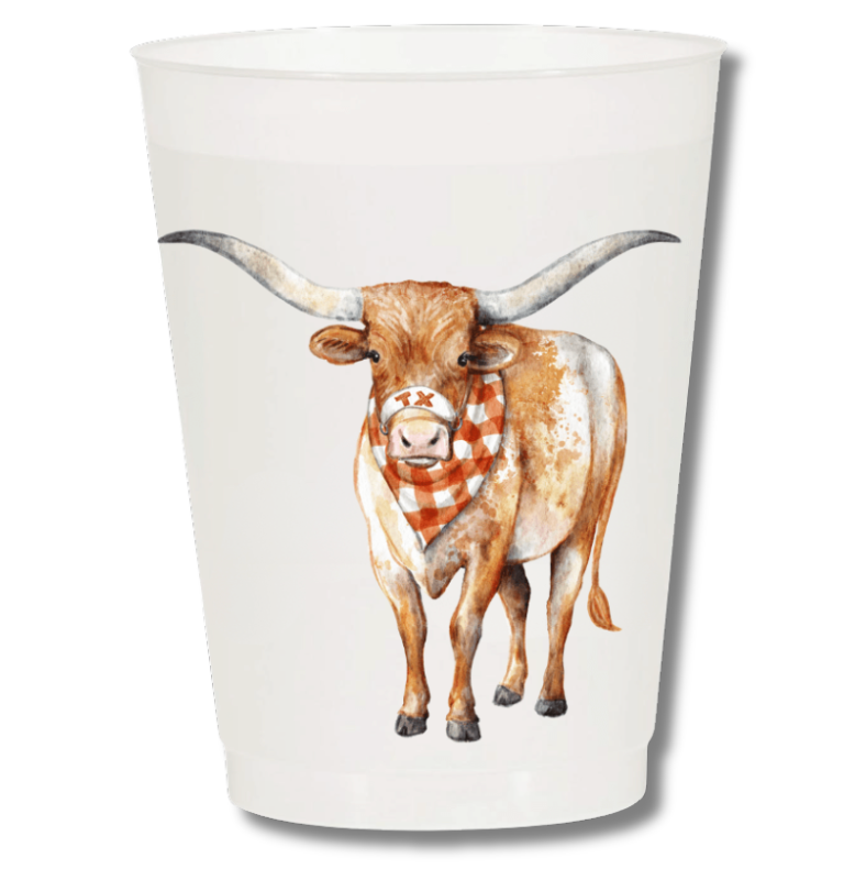 Lonestar Longhorn Frosted 16 oz Cup Set