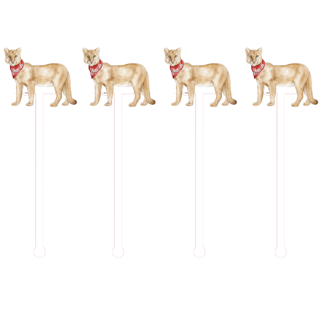 PRE ORDER (Ships 8/31) Red & White Cougar Swizzle Sticks