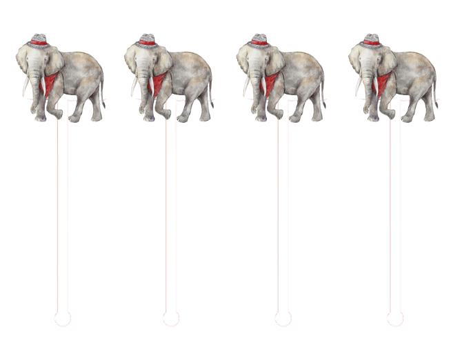 PRE ORDER (Ships 8/31) Crimson & White Elephant Swizzle Sticks