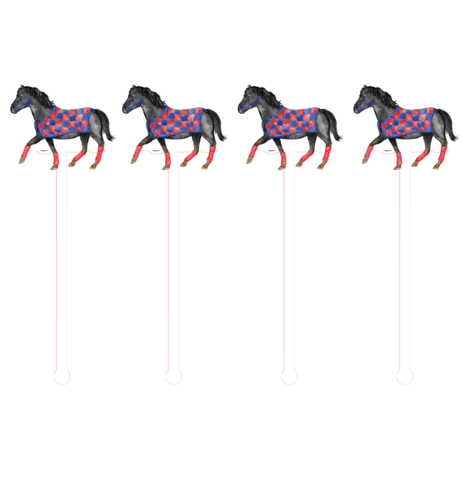 Red & Blue Mustang Swizzle Sticks