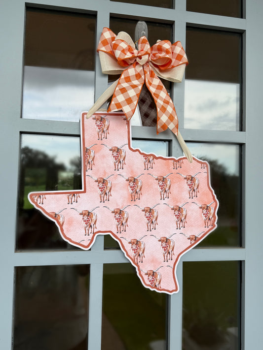 PRE ORDER (Ships 8/31) Lonestar Longhorn Printed Door Hanger