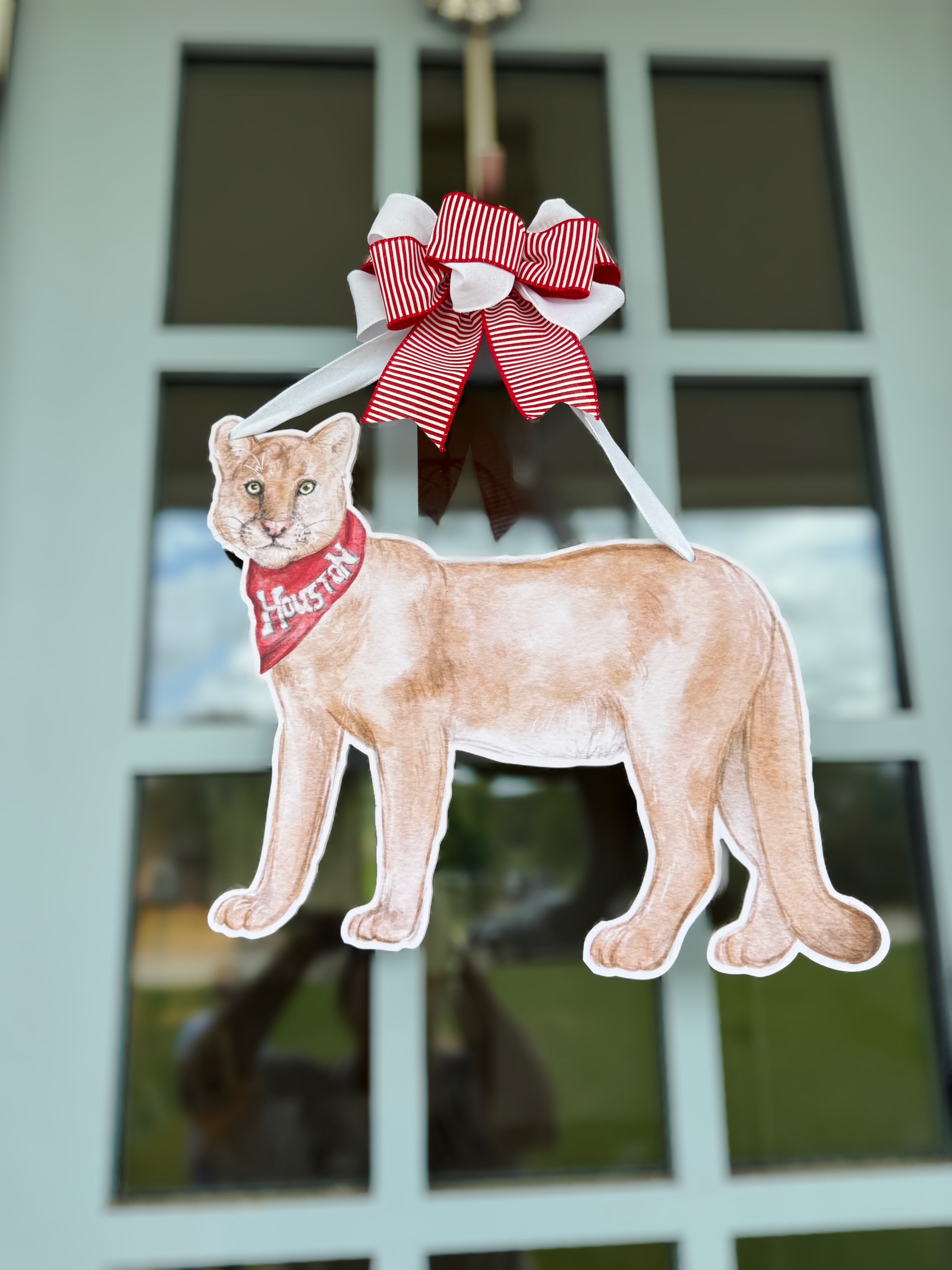 Red and White Cougar Door Hanger