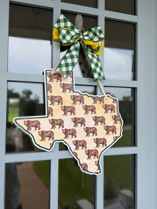 PRE ORDER (Ships 8/31) Green & Gold Bear Printed Door Hanger