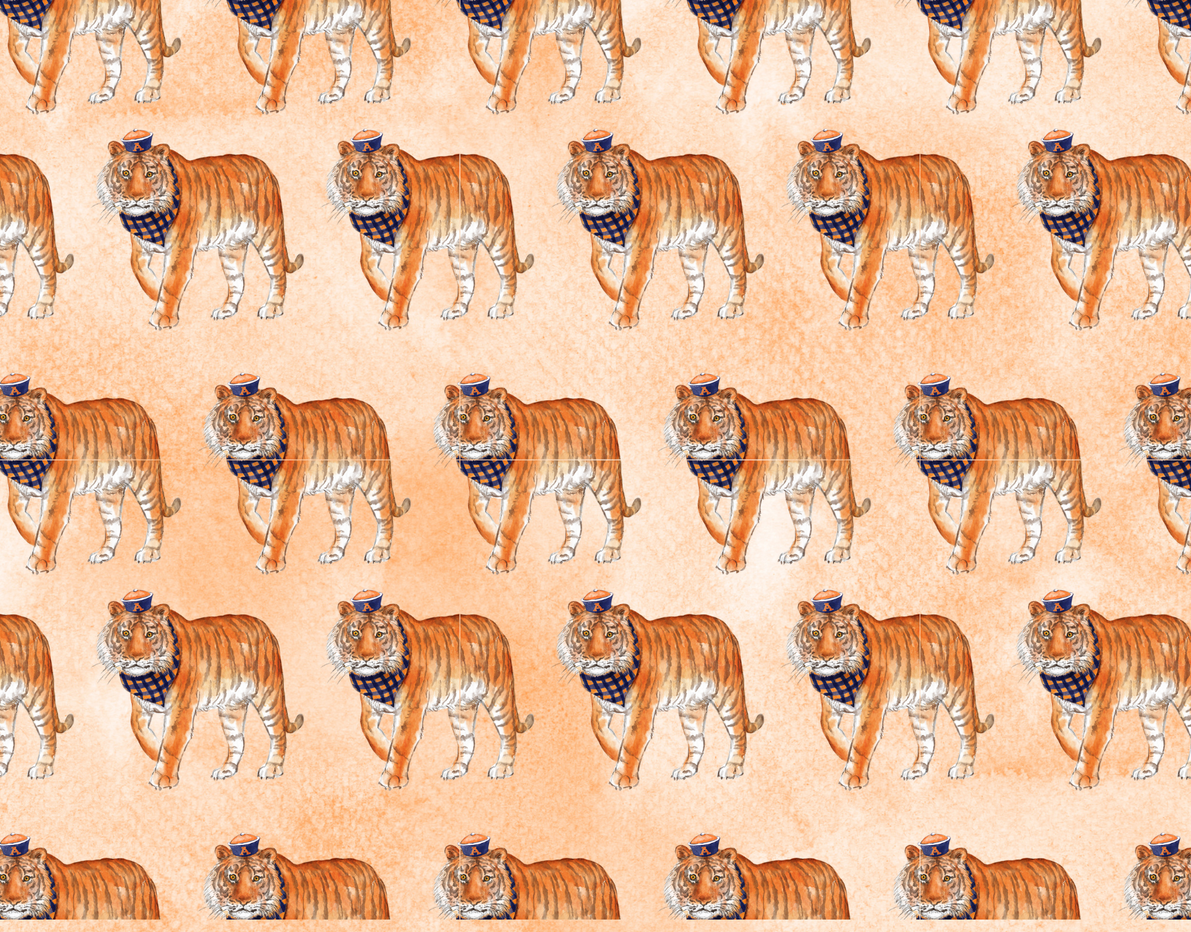 Orange and Blue Tiger Notecard Set
