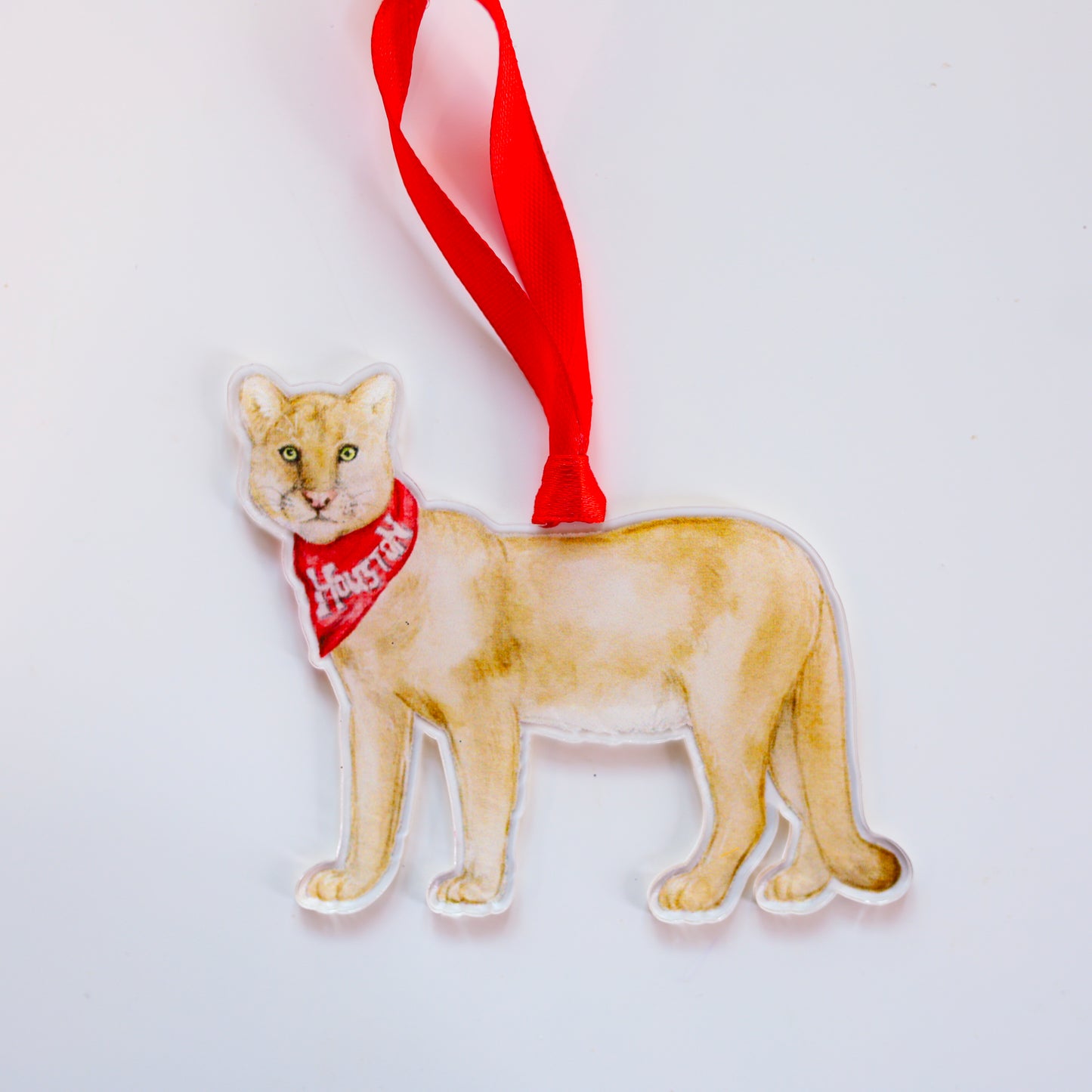 Red and White Cougar Ornament