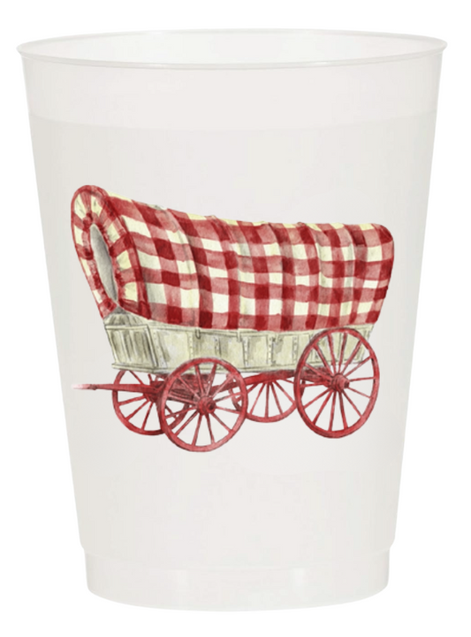 PRE ORDER (Ships 8/31) Crimson & Cream Wagon Frosted 16 oz Cup Set