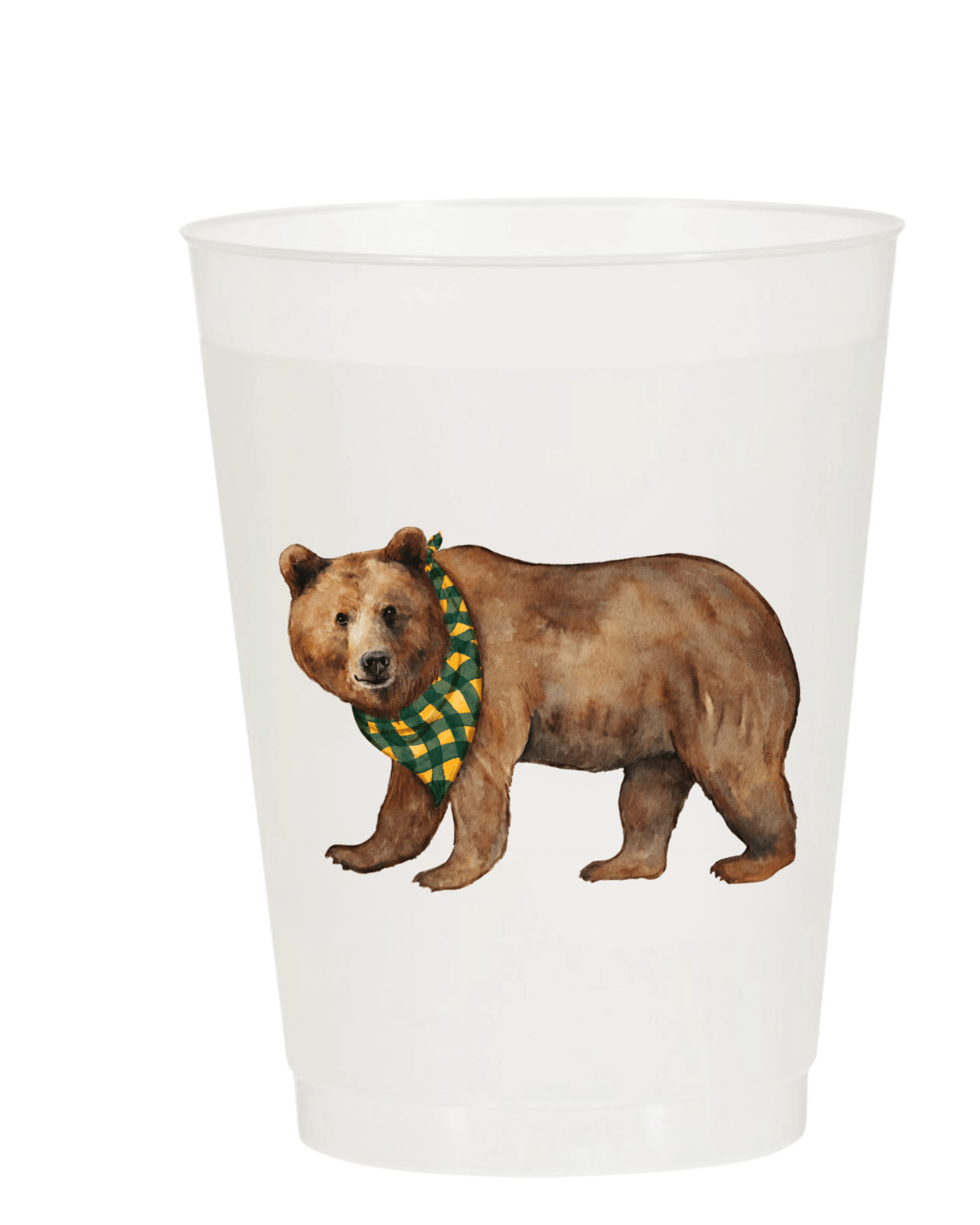 Green & Gold Bear Frosted 16 oz Cup Set