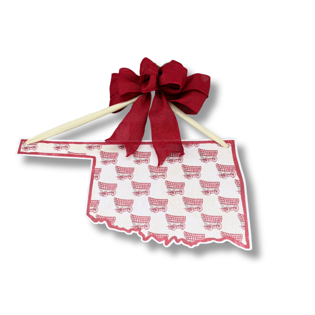 Crimson & Cream Wagon Printed Door Hanger