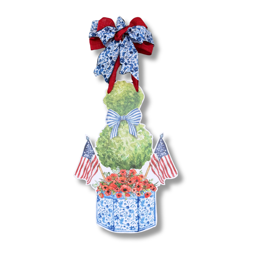 Red White and Bloom Door Hanger