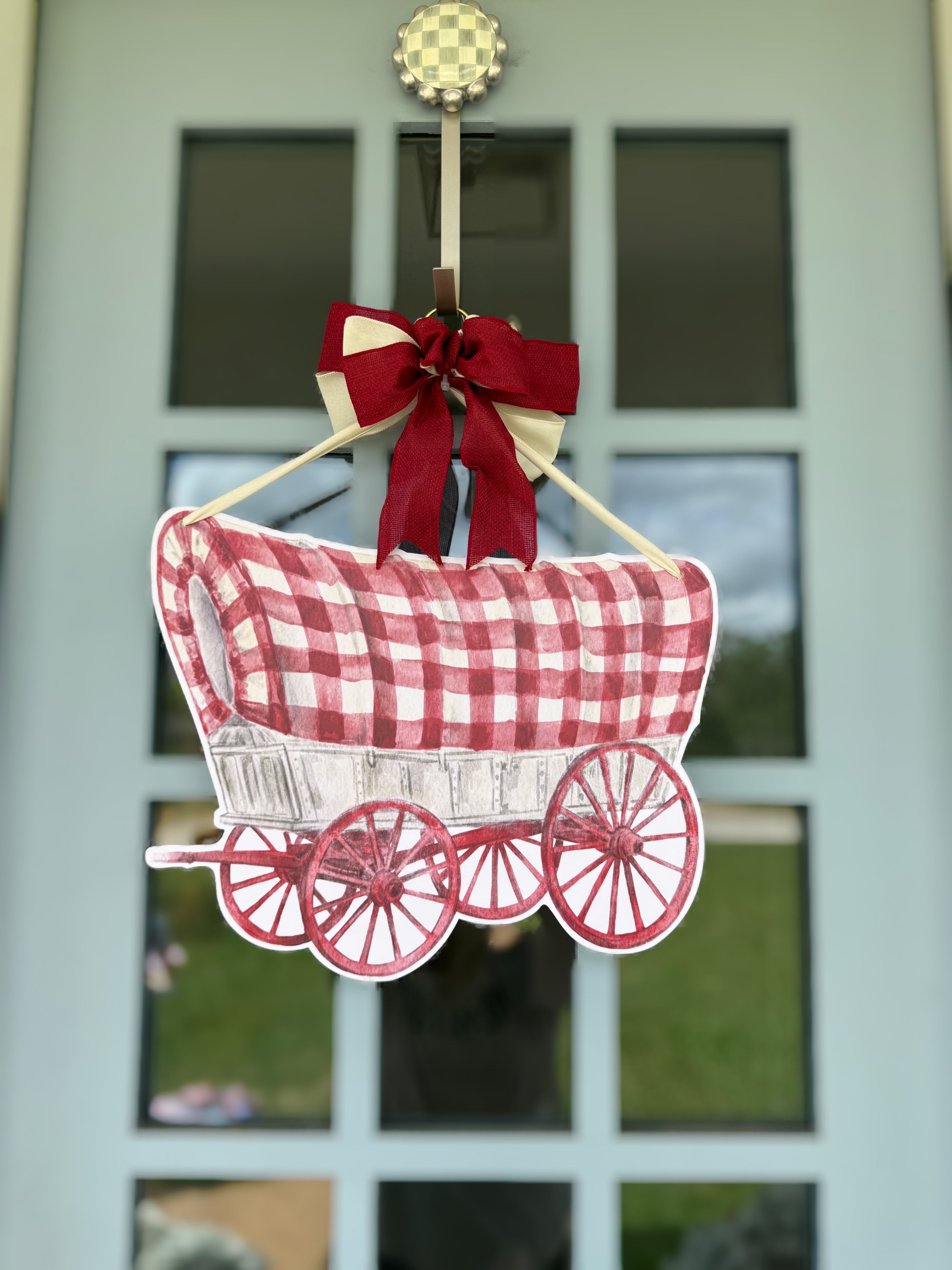 Crimson and Cream Wagon Door Hanger