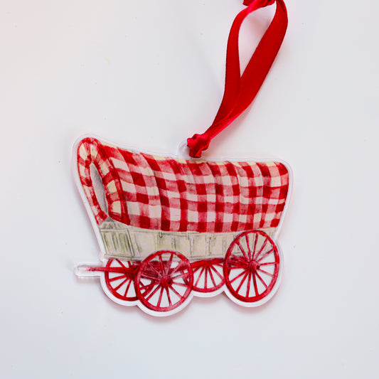 Crimson and Cream Wagon Ornament