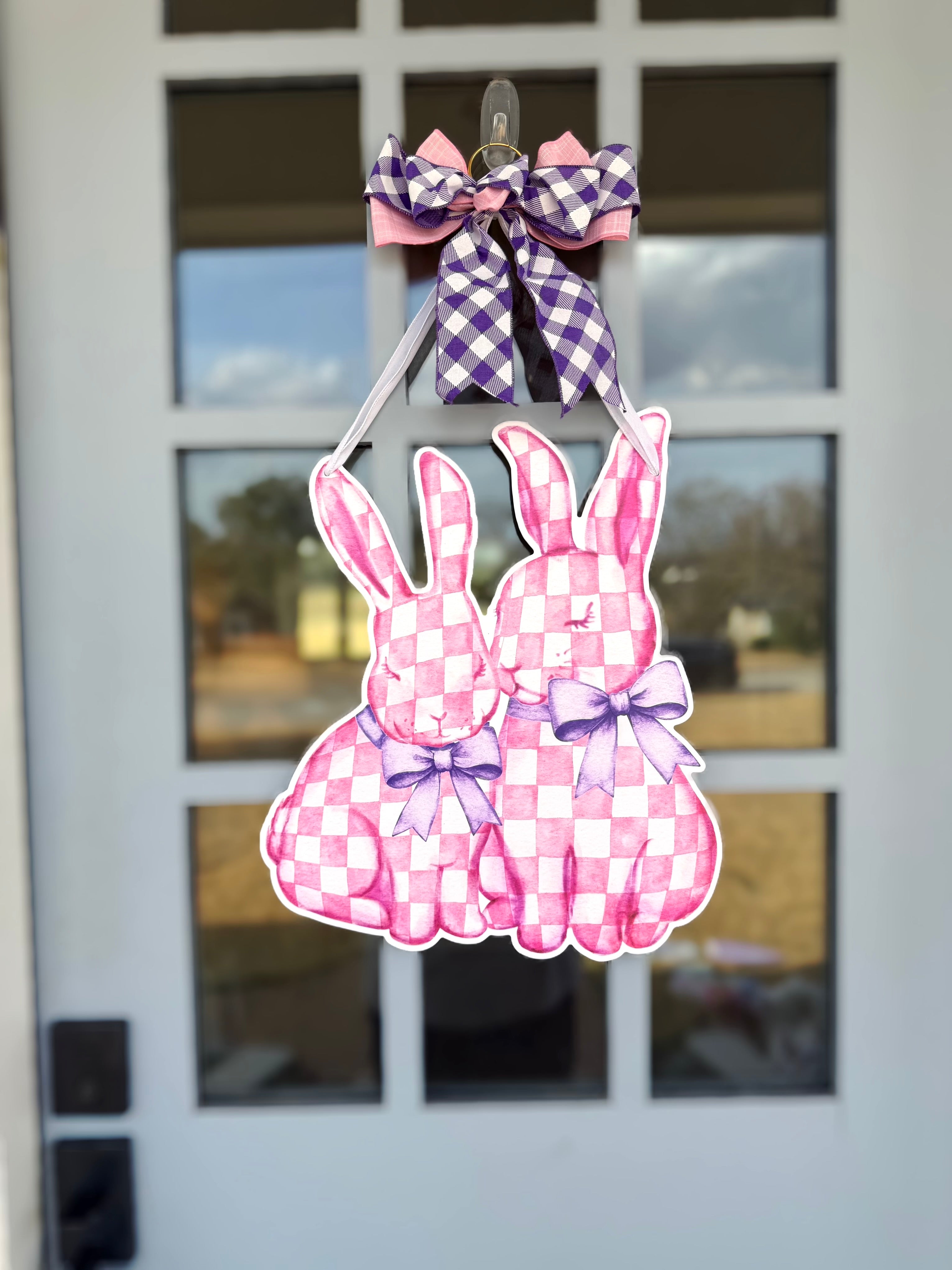Blue and Blush Bunny Door Hanger