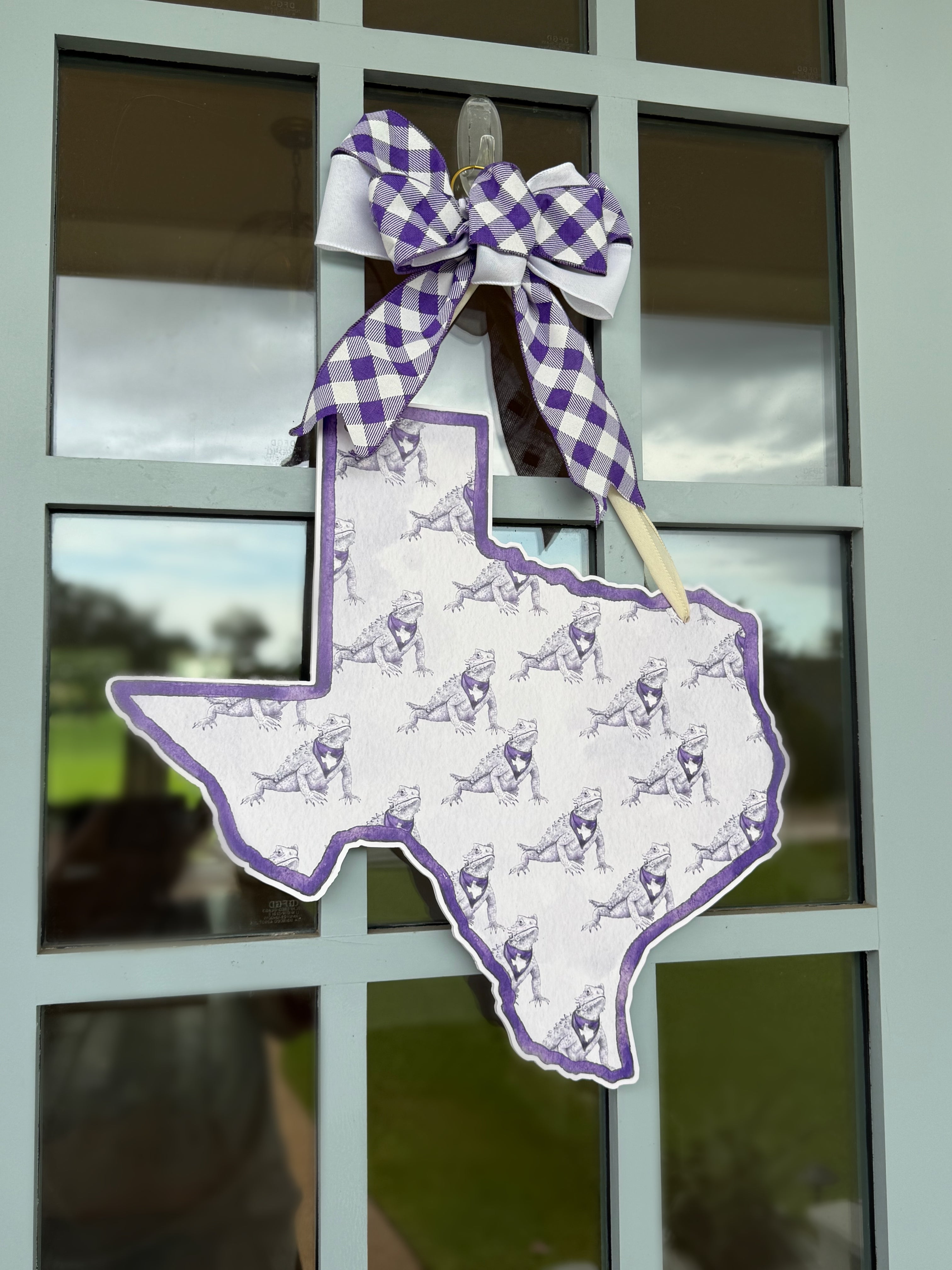 Purple Horned Frog Printed Door Hanger