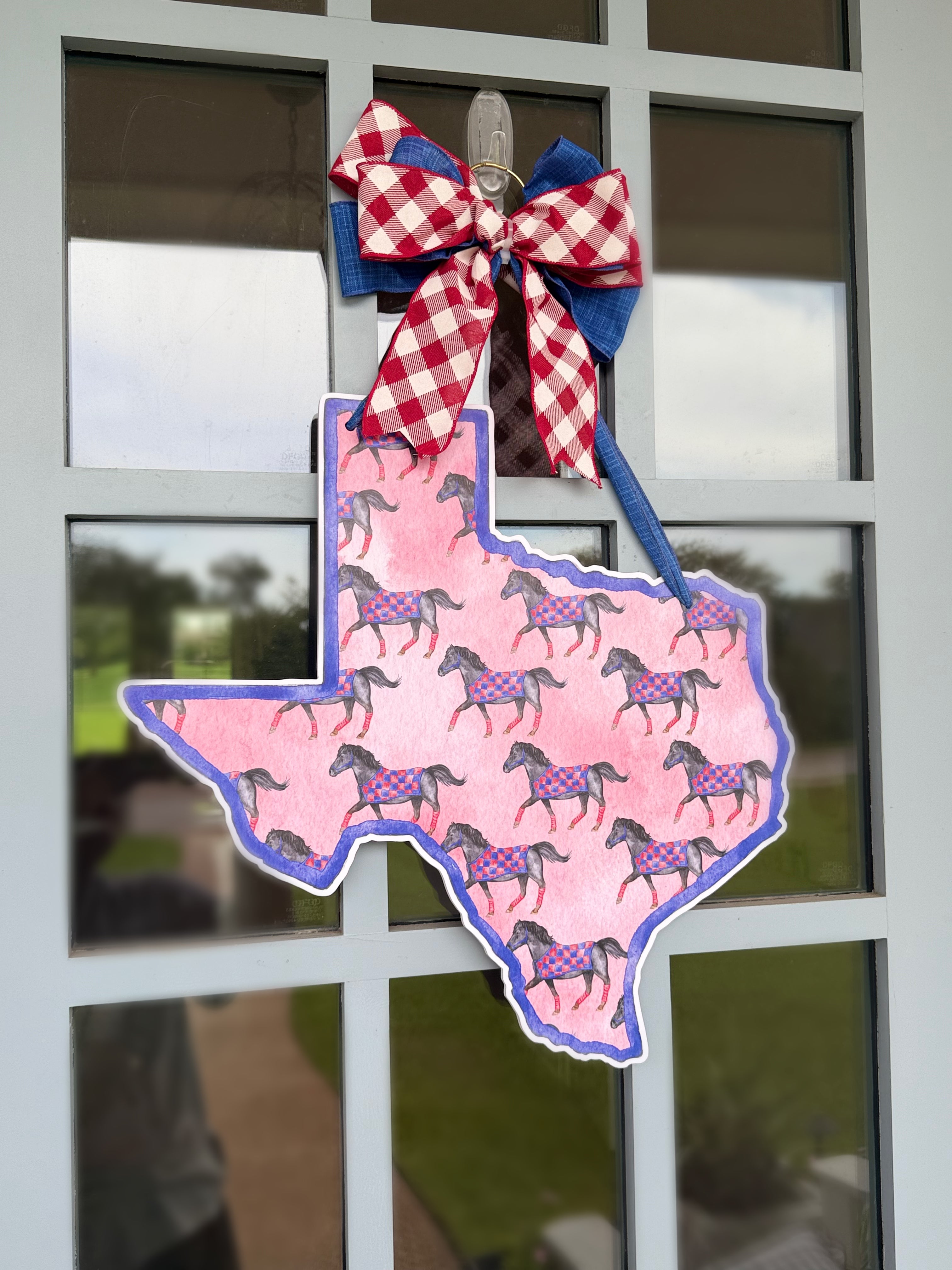 Red & Blue Mustang Printed Door Hanger