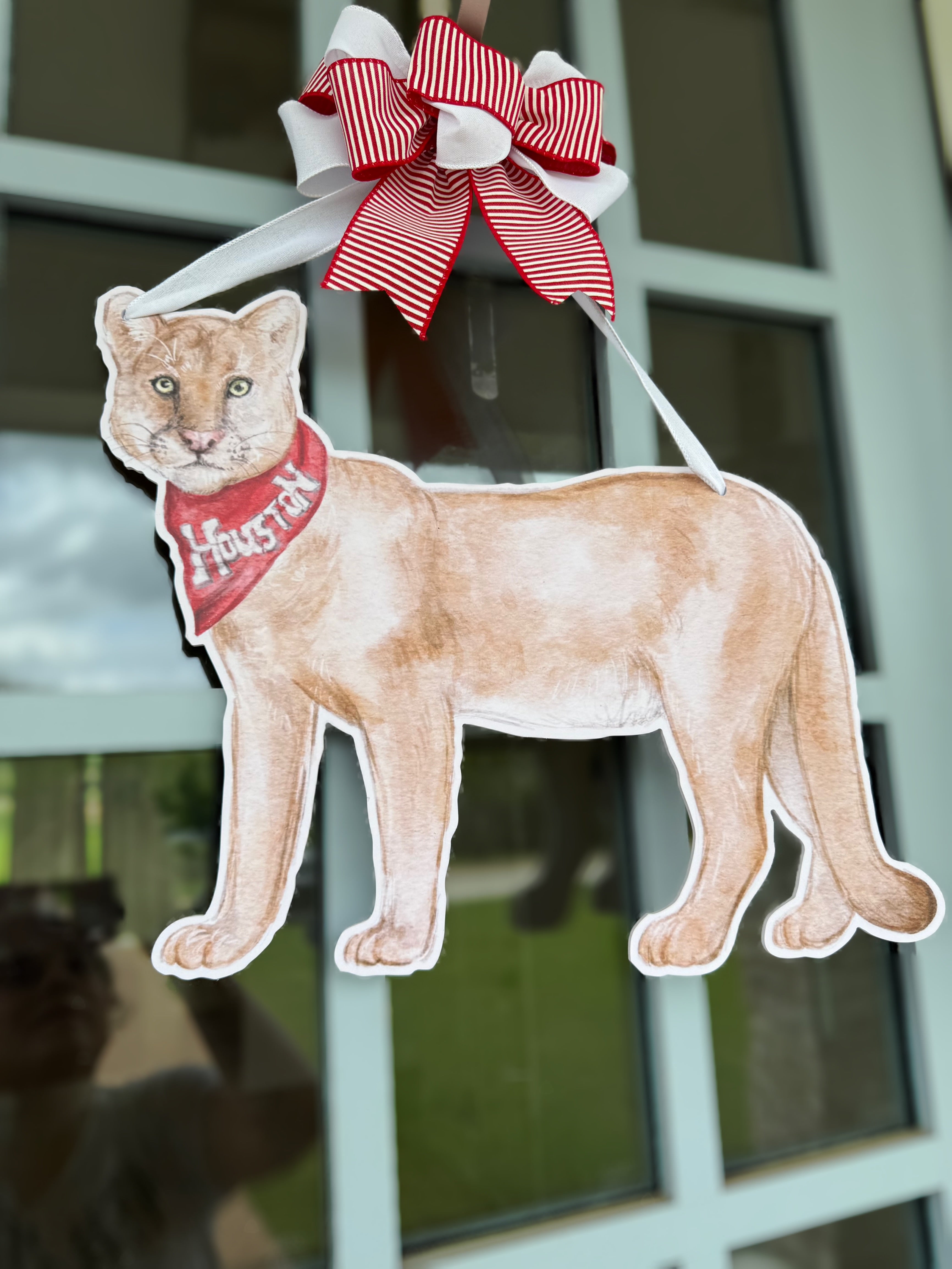 Red and White Cougar Door Hanger
