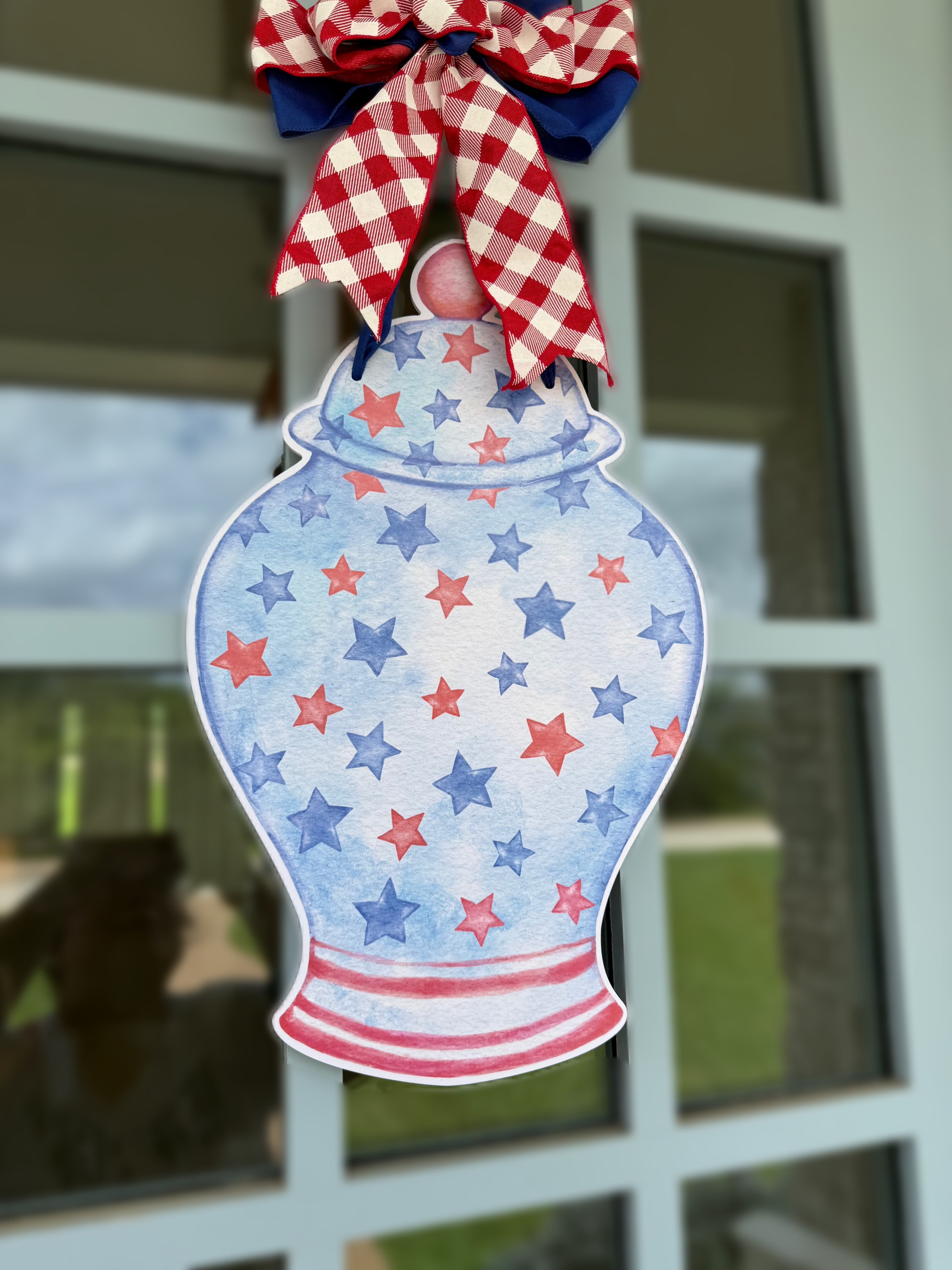 Stars and Stripes Ginger Jar Door Hanger