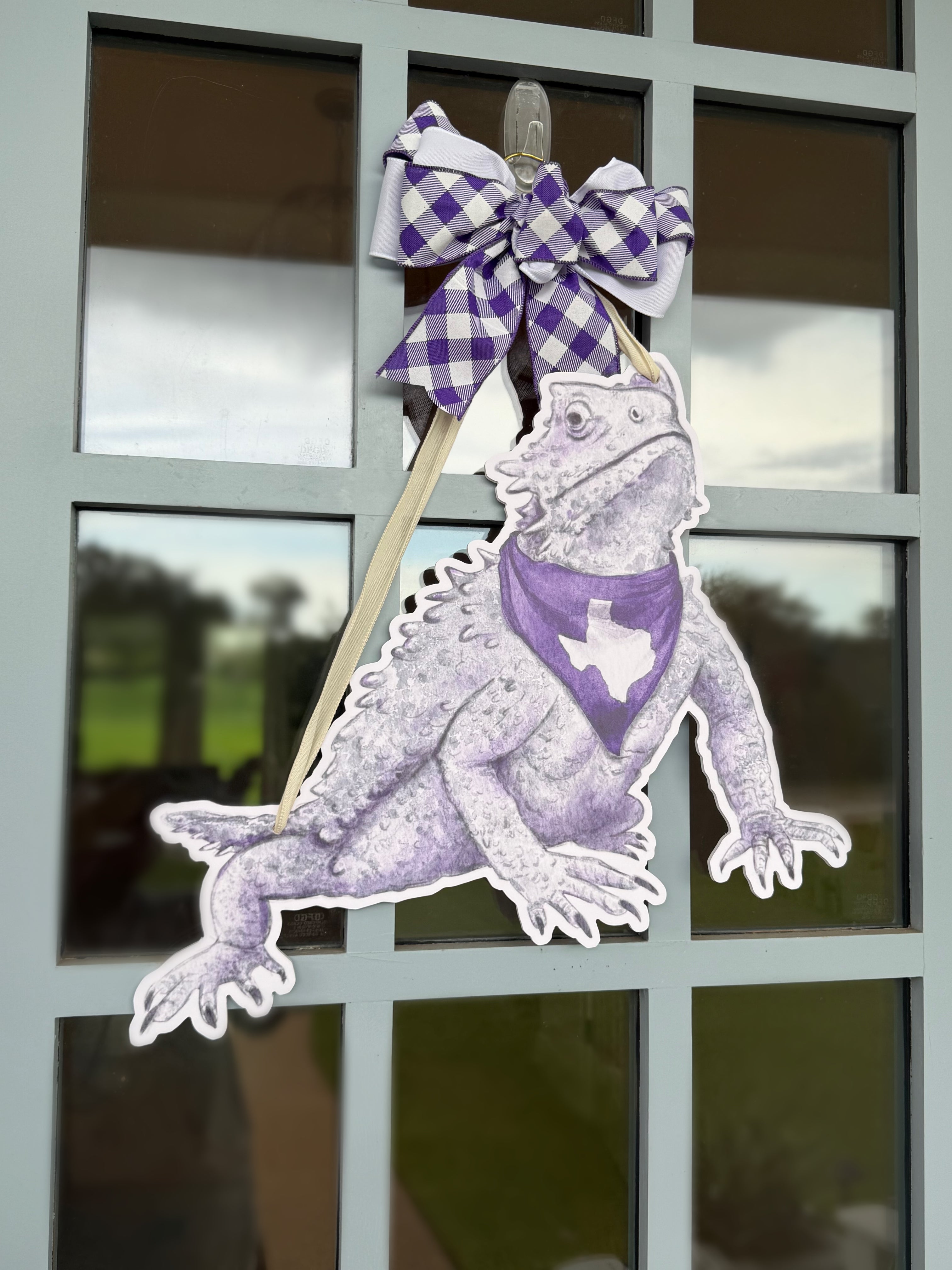 Purple Horned Frog Door Hanger