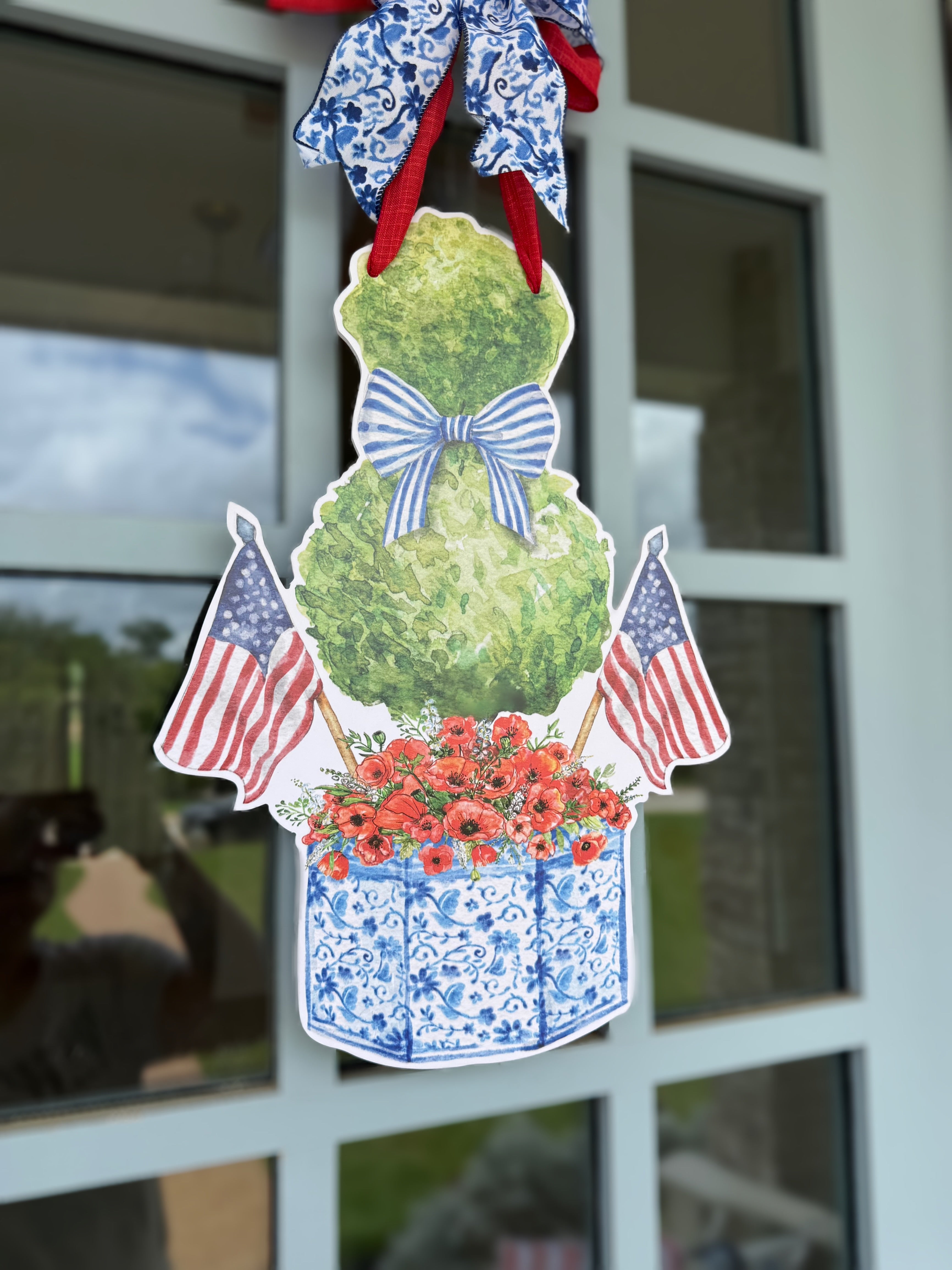 Red White and Bloom Door Hanger