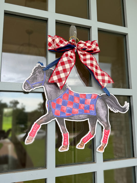 PRE ORDER (Ships 8/31) Red & Blue Mustang Door Hanger