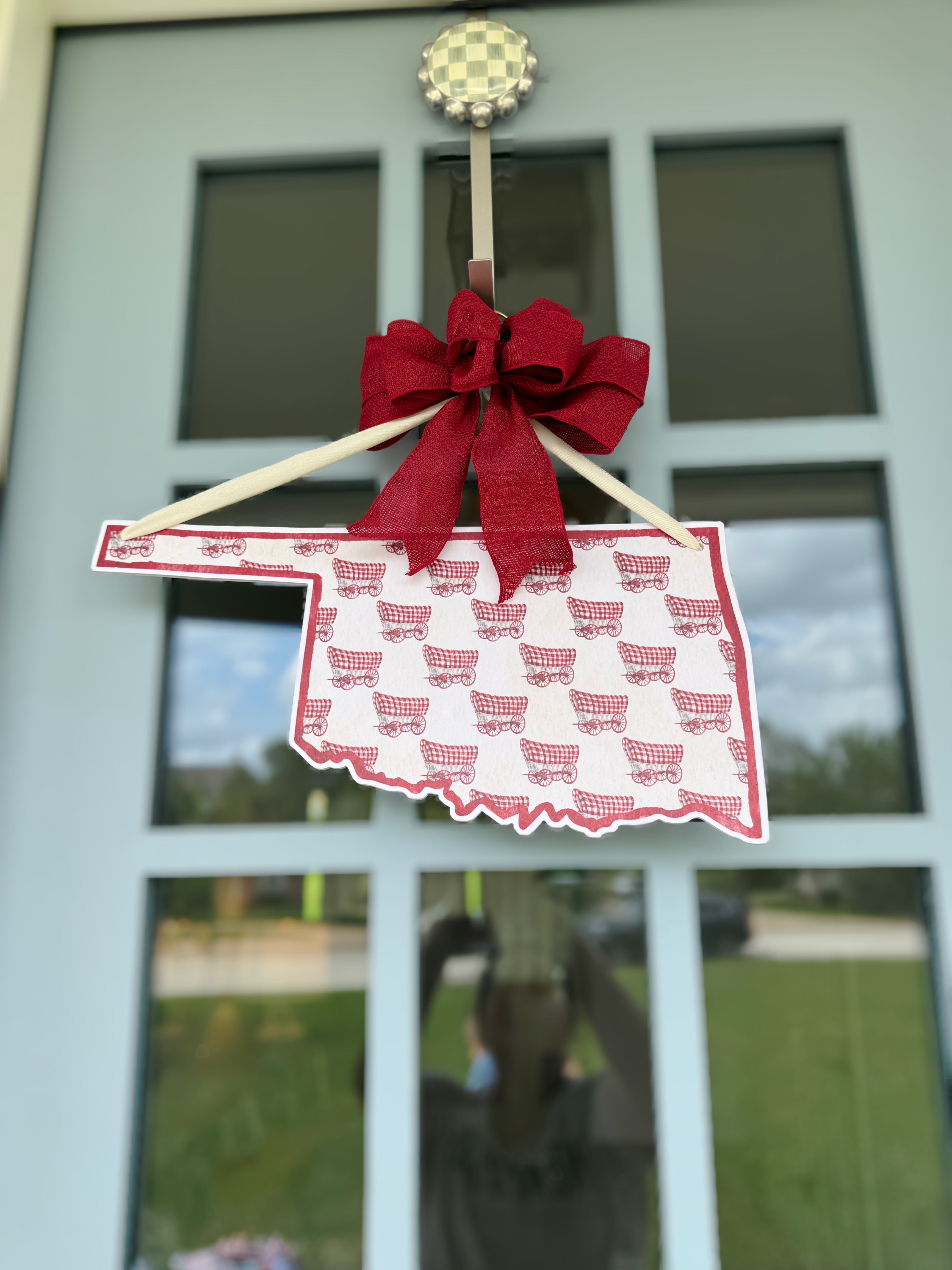 Crimson & Cream Wagon Printed Door Hanger