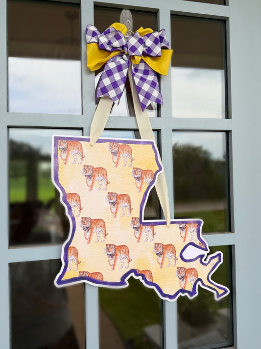PRE ORDER (Ships 8/31) Louisiana Tiger Printed Door Hanger