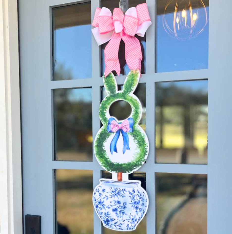 Easter Bunny Topiary- Door Hanger