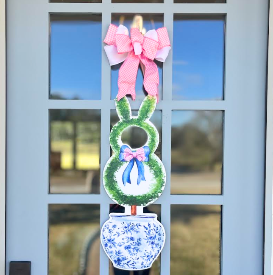 Easter Bunny Topiary- Door Hanger