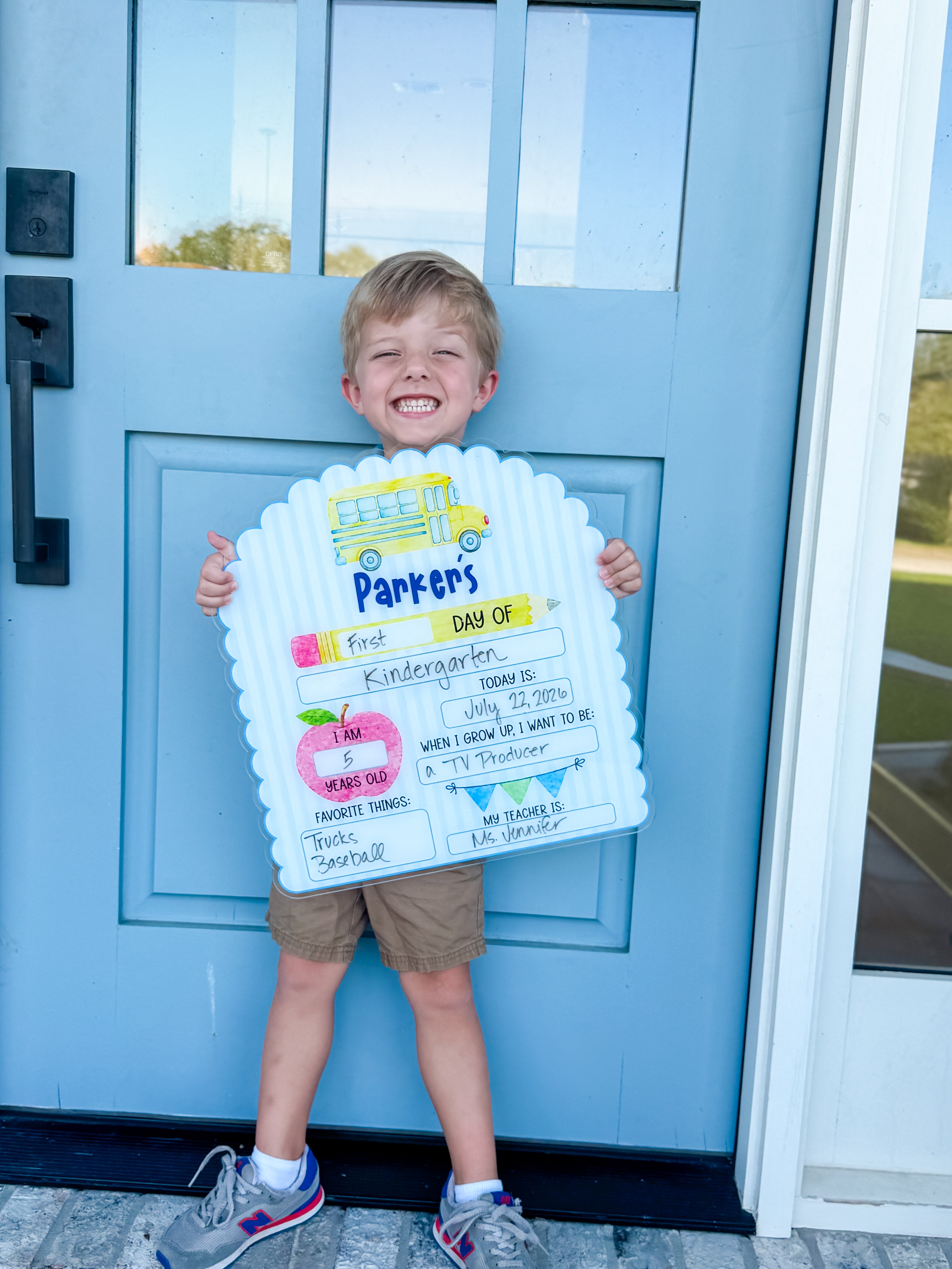 First Day Keepsake Sign- Blue School Bus