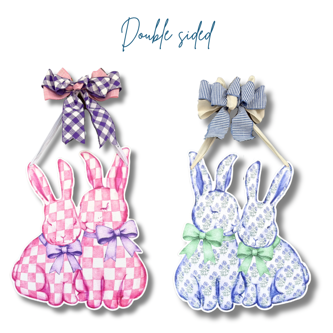 Blue and Blush Bunny Door Hanger