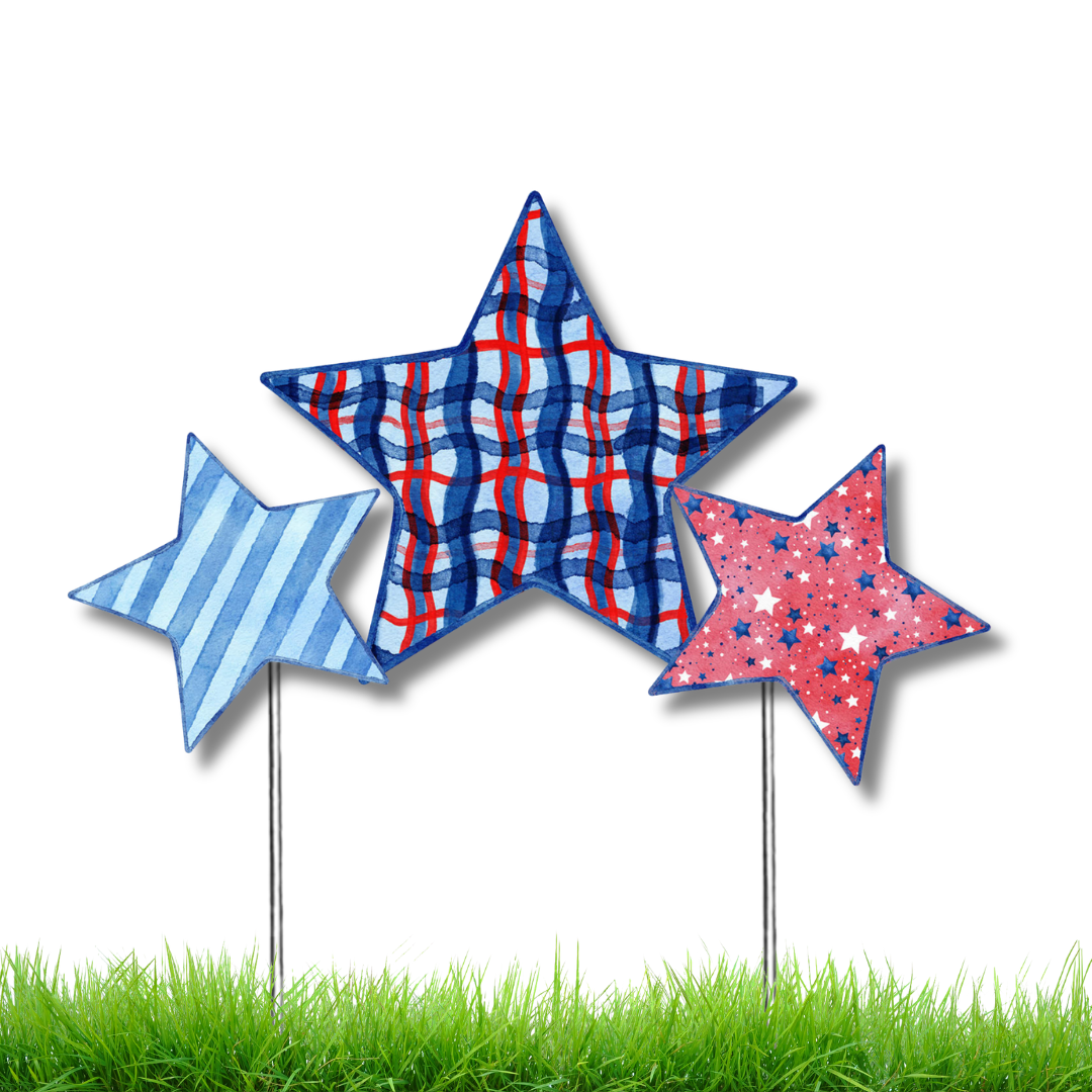 Star Spangled Trio Garden Stake