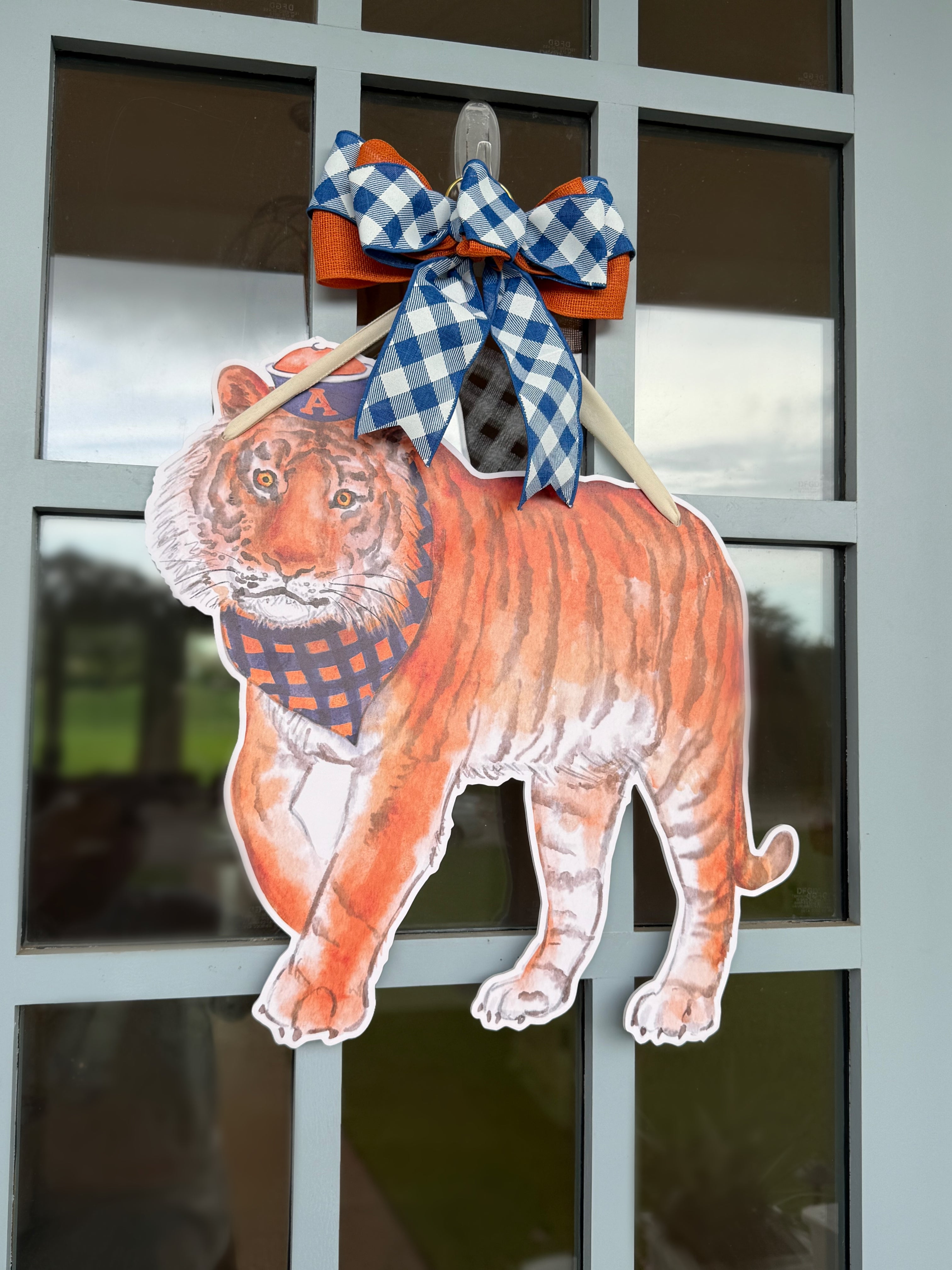 Orange & Blue Tiger Door Hanger