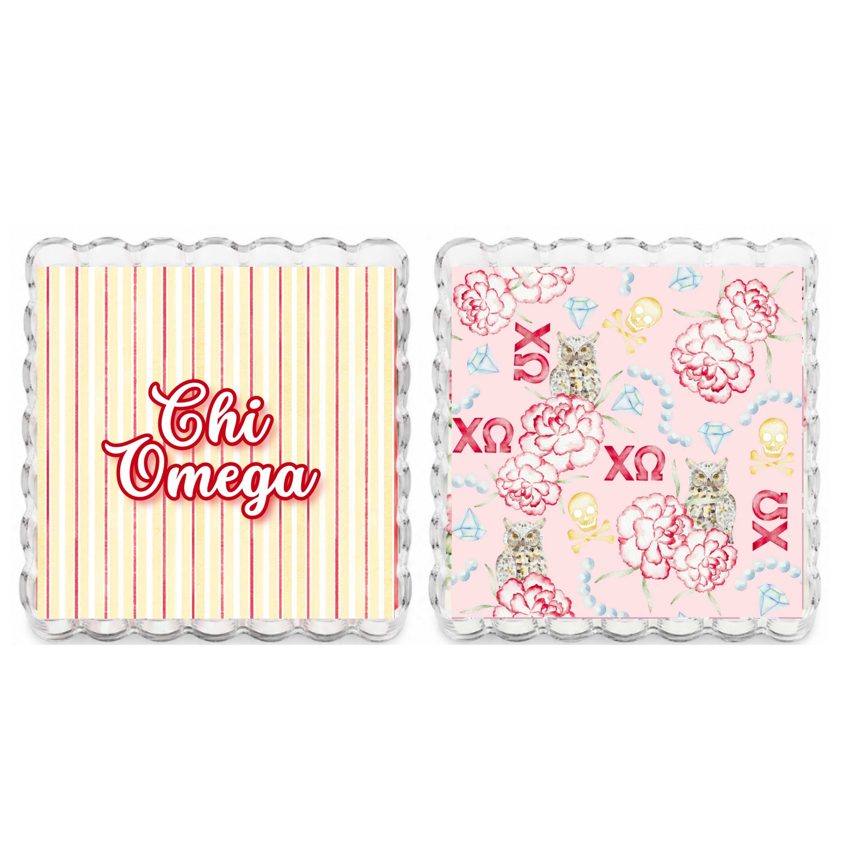Chi Omega Reversible & Interchangeable Trinket Tray