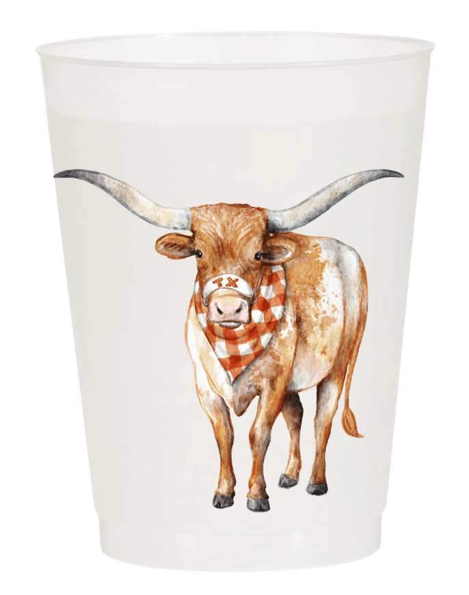 Lonestar Longhorn Frosted 16 oz Cup Set