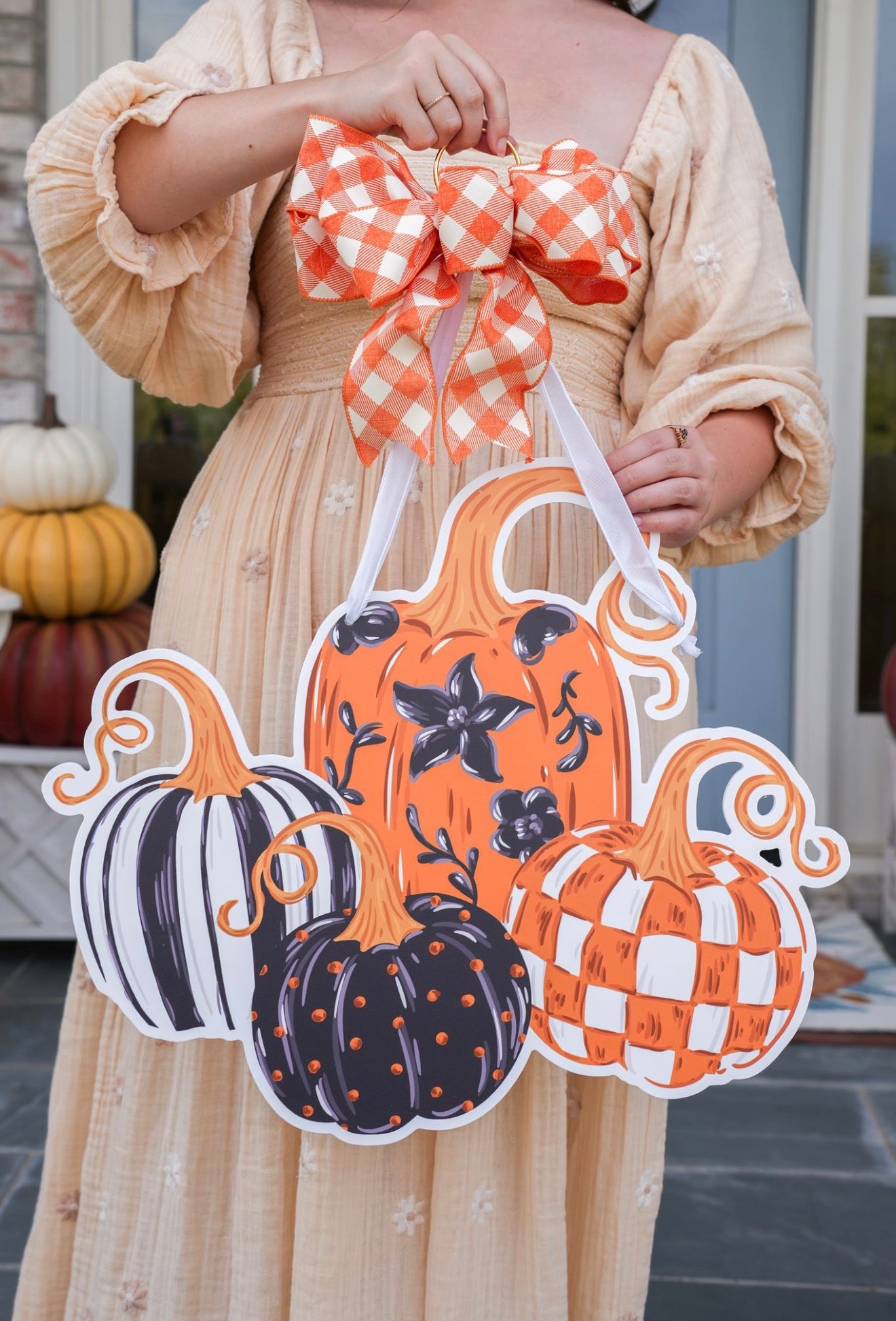 Midnight Harvest Pumpkins Door Hanger