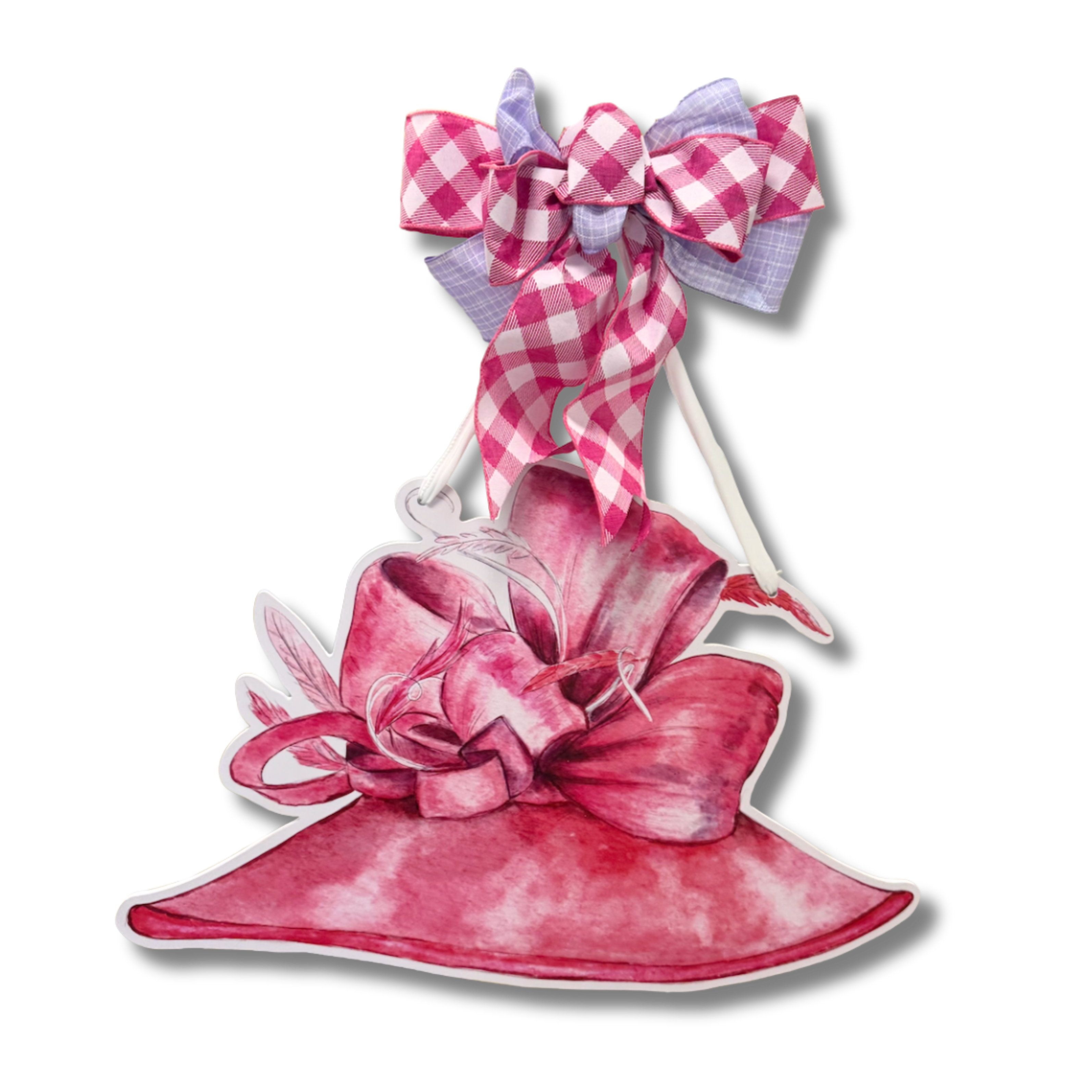 Pink Derby Hat with Bow Door Hanger (Sale)