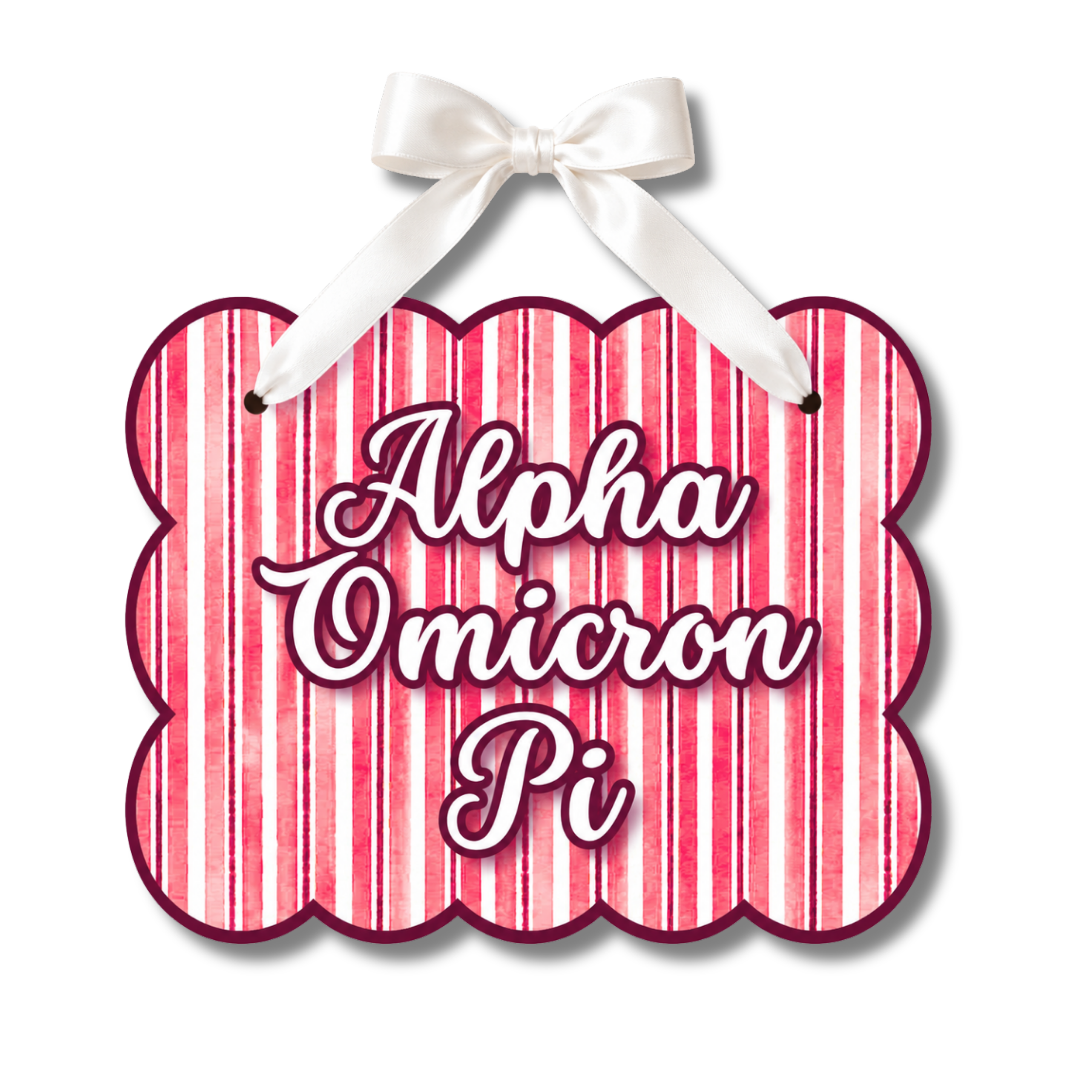 Alpha Omicron Pi Signature Stripe Door Hanger