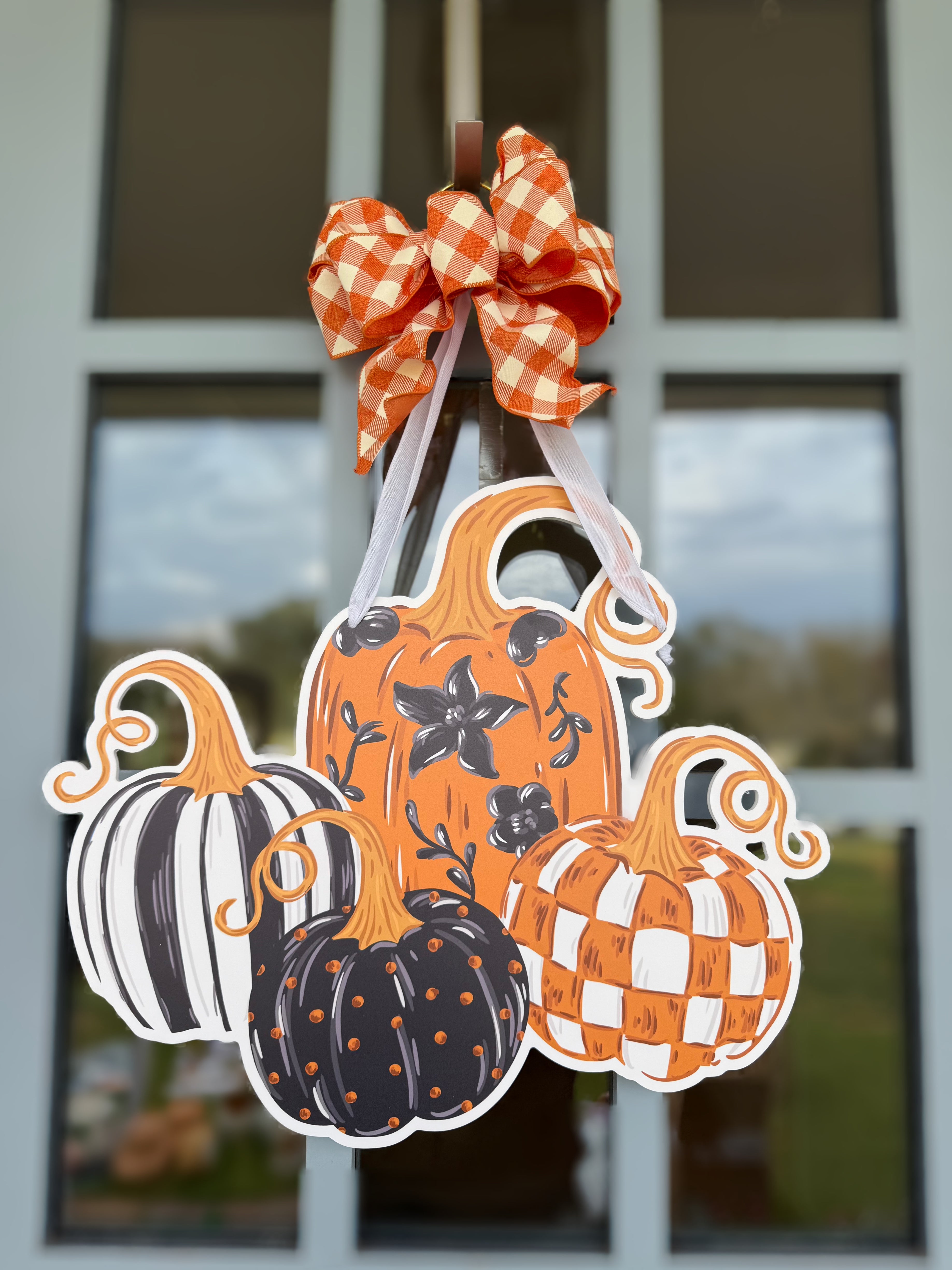 Midnight Harvest Pumpkins Door Hanger