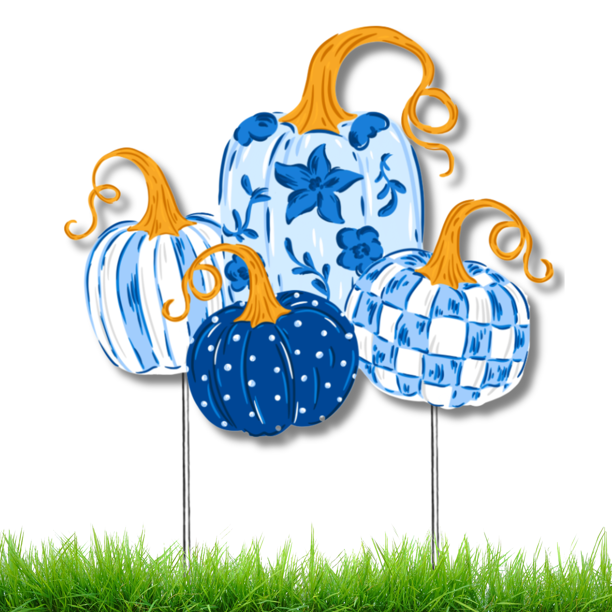 Blue Harvest Pumpkins Garden Stake